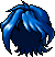 Black Fantasy Hair, blue