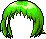 Black Short Shaggy Hair, green