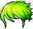 Black Windblown Wave Hair, green