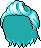 Black Mega Tease Hair, blue
