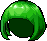 Black Tender Bowl-cut Hair, green
