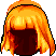 Black Long with Bangs, orange
