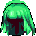 Black Long with Bangs, green