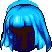 Black Long with Bangs, blue