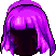 Black Long with Bangs, purple