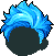 Black Flare Hair, blue