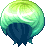 Black Macaroon Hair, green