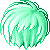 Black Messy Hair, green