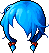 Black Rough Pigtails, blue