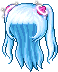 Black Peppy Pigtails, blue