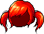 Black Cutesy Twin Tail Hair, red
