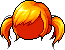 Black Cutesy Twin Tail Hair, orange