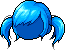 Black Cutesy Twin Tail Hair, blue