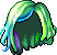 Black Colorful Hair, green