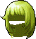 Black Long Bob Hair, green