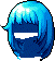 Black Long Bob Hair, blue