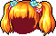 Black Flower Pigtails, orange
