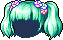Black Flower Pigtails, green
