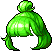 Black Cute Medium Hair, green