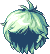 Black Glossy Flyaway Hair, green