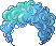 Black Curly Poodle Hair, blue