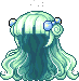 Black Flowing Locks Hair, green