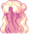 Flowing Hair with Buns, red