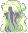 Flowing Hair with Buns, green