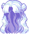 Flowing Hair with Buns, blue