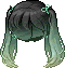 Black School Girl Pigtails, green
