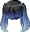 Black School Girl Pigtails, blue