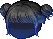 Black Plop Hair, blue