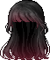 Black Long Hair with Blunt Bangs, red