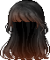 Black Long Hair with Blunt Bangs, orange