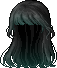 Black Long Hair with Blunt Bangs, green