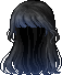 Black Long Hair with Blunt Bangs, blue
