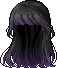 Black Long Hair with Blunt Bangs, purple