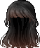 Black Long Hair with Blunt Bangs, brown